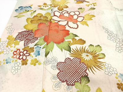 平和屋着物■豪華振袖　駒刺繍　草花文　暈し染め　金彩　正絹　逸品　CABI7023xe