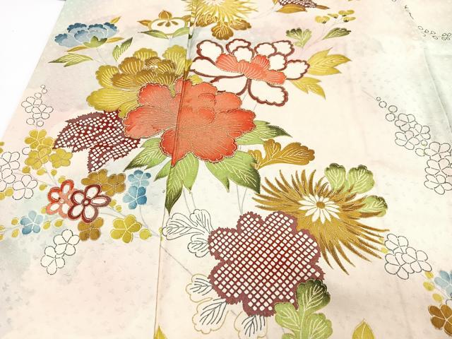平和屋着物■豪華振袖　駒刺繍　草花文　暈し染め　金彩　正絹　逸品　CABI7023xe