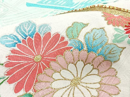 平和屋着物■豪華振袖　駒刺繍　扇面花車文　金彩　正絹　逸品　CABI7026xe
