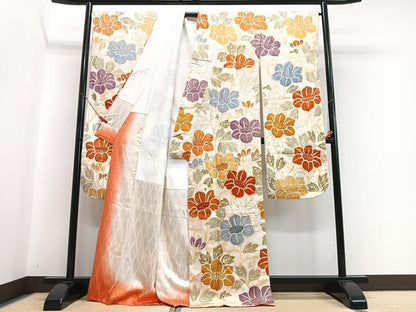 平和屋着物■豪華振袖　駒刺繍　花唐草文　金彩　正絹　逸品　CABI7030xe
