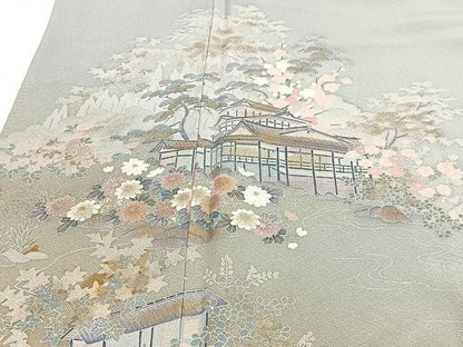 平和屋着物■訪問着　風景文　暈し染め　金彩　正絹　逸品　CABI7036xe