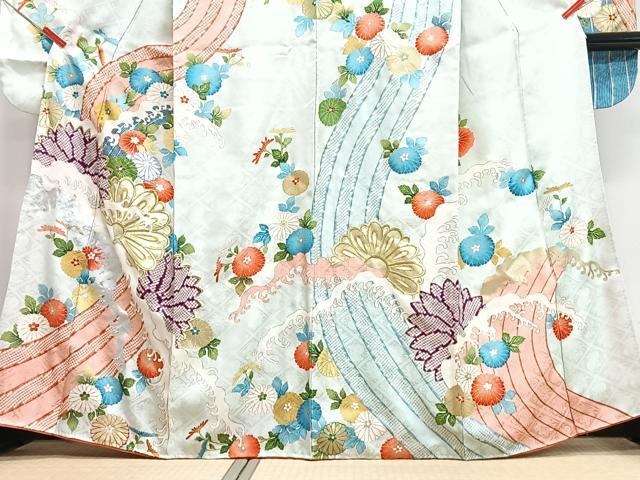 平和屋着物■豪華振袖　駒刺繍　立波花文　金彩　正絹　逸品　CABI7038xe