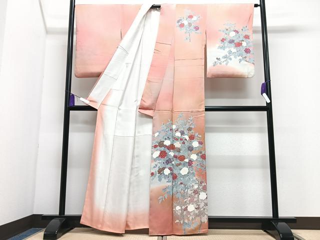 平和屋着物■訪問着　枝花文　暈し染め　金彩　正絹　逸品　CABI7043xe