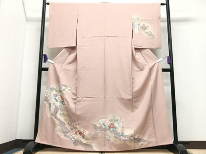 平和屋着物■訪問着　地紙花文　暈し染め　金彩　正絹　逸品　CABI7053xe