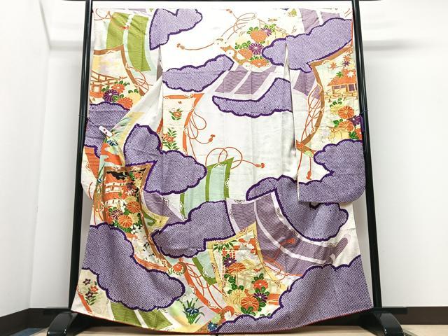 平和屋着物■豪華振袖　駒刺繍　絞り　雲取り風景文　金彩　今野屋扱い　正絹　逸品　CABI7060xe