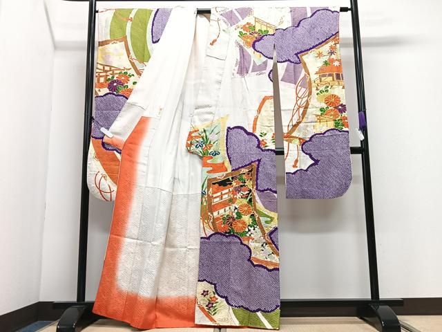 平和屋着物■豪華振袖　駒刺繍　絞り　雲取り風景文　金彩　今野屋扱い　正絹　逸品　CABI7060xe