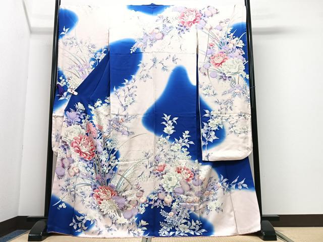 平和屋着物■豪華振袖　駒刺繍　草花文　暈し染め　金彩　正絹　逸品　CABI7064xe