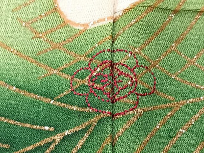 平和屋着物■豪華振袖　刺繍　孔雀花文　金彩　正絹　逸品　CABI7071xe