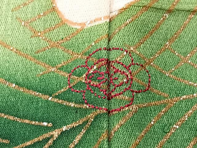 平和屋着物■豪華振袖　刺繍　孔雀花文　金彩　正絹　逸品　CABI7071xe
