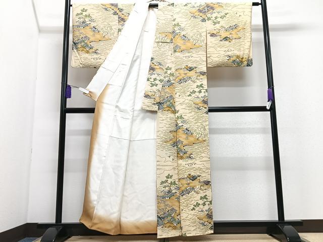 平和屋着物■上質な小紋　立波風景文　正絹　逸品　CABI7073xe