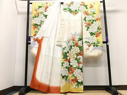 平和屋着物■豪華振袖　刺繍　草花文　金銀彩　正絹　逸品　CABI7074xe