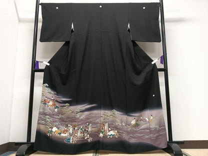 平和屋着物■豪華黒留袖　作家物　人物風景立波文　暈し染め　金彩　正絹　逸品　CABI7075xe
