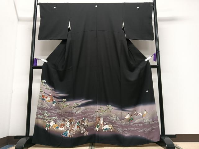 平和屋着物■豪華黒留袖　作家物　人物風景立波文　暈し染め　金彩　正絹　逸品　CABI7075xe