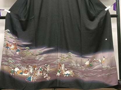 平和屋着物■豪華黒留袖　作家物　人物風景立波文　暈し染め　金彩　正絹　逸品　CABI7075xe
