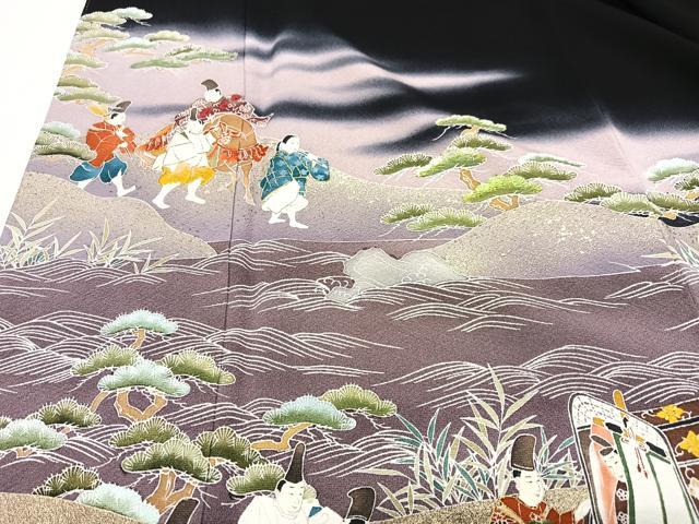 平和屋着物■豪華黒留袖　作家物　人物風景立波文　暈し染め　金彩　正絹　逸品　CABI7075xe