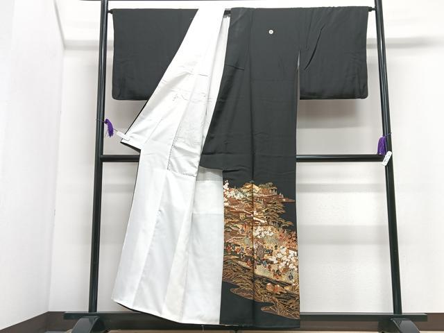 平和屋着物■豪華黒留袖　作家物　人物風景文　金彩　正絹　逸品　CABI7076xe