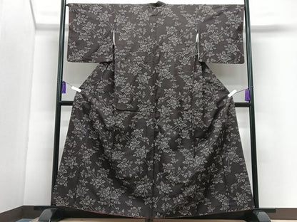 平和屋着物■上質な紬　枝花文　正絹　逸品　CABI7083xe
