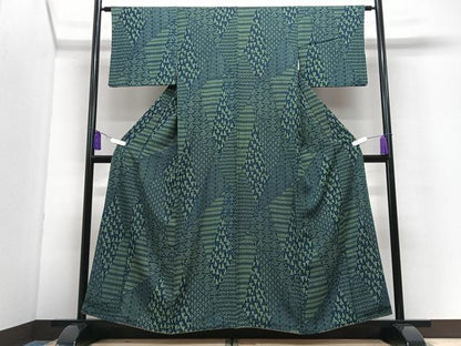 平和屋着物■上質な小紋　幾何学文様　正絹　逸品　CABI7085xe