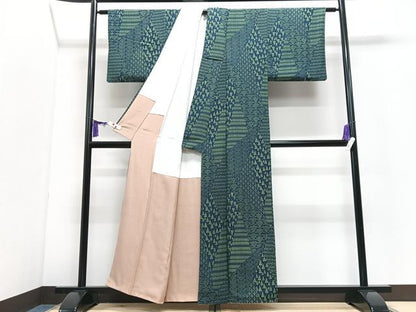 平和屋着物■上質な小紋　幾何学文様　正絹　逸品　CABI7085xe