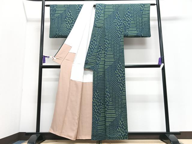 平和屋着物■上質な小紋　幾何学文様　正絹　逸品　CABI7085xe