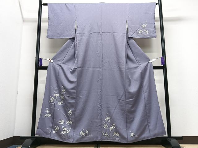 平和屋着物■訪問着　流水草花文　正絹　逸品　CABI7088xe