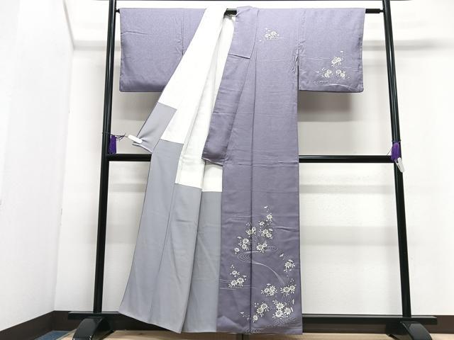 平和屋着物■訪問着　流水草花文　正絹　逸品　CABI7088xe