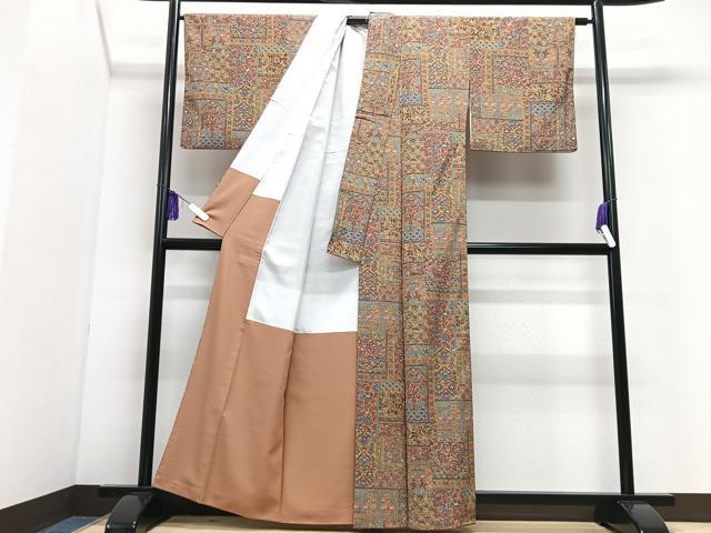 平和屋着物■上質な小紋　御召縮緬　花唐草文　正絹　逸品　CABI7090xe