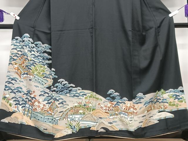 平和屋着物■豪華黒留袖　風景文　正絹　逸品　CABI7092xe