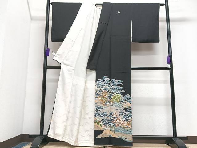 平和屋着物■豪華黒留袖　風景文　正絹　逸品　CABI7092xe
