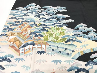 平和屋着物■豪華黒留袖　風景文　正絹　逸品　CABI7092xe