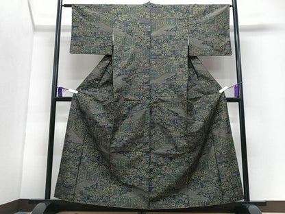 平和屋着物■上質な紬　風景花文　正絹　逸品　CABI7095xe