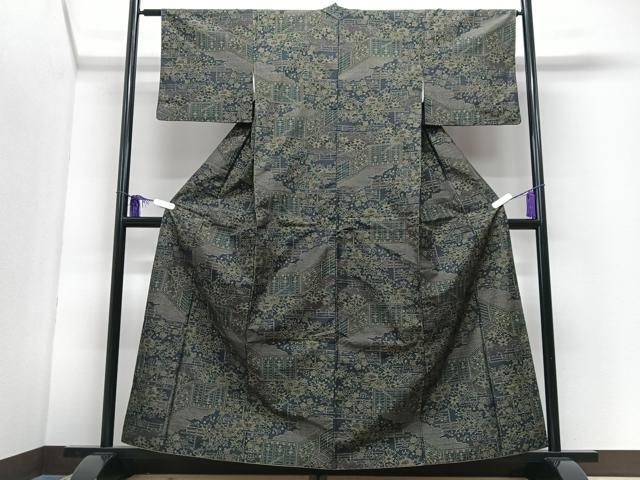 平和屋着物■上質な紬　風景花文　正絹　逸品　CABI7095xe