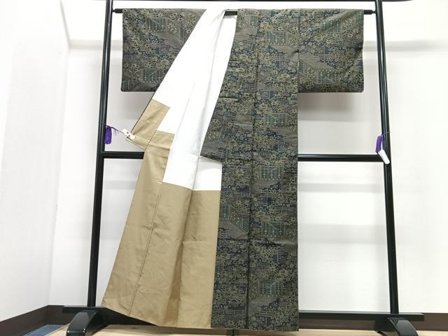 平和屋着物■上質な紬　風景花文　正絹　逸品　CABI7095xe