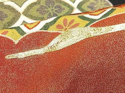 平和屋着物■豪華黒留袖　駒刺繍　飛鶴雲取り花文　金彩　正絹　逸品　CABI7096xe