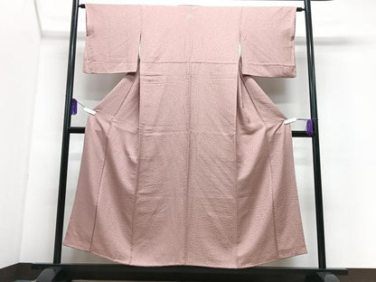 平和屋着物■上質な色無地　舞葉地紋　赤香色　正絹　逸品　CABI7106xe