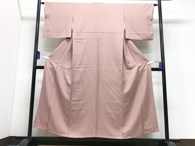 平和屋着物■上質な色無地　舞葉地紋　赤香色　正絹　逸品　CABI7106xe