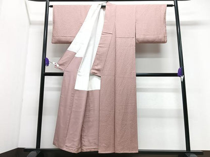 平和屋着物■上質な色無地　舞葉地紋　赤香色　正絹　逸品　CABI7106xe