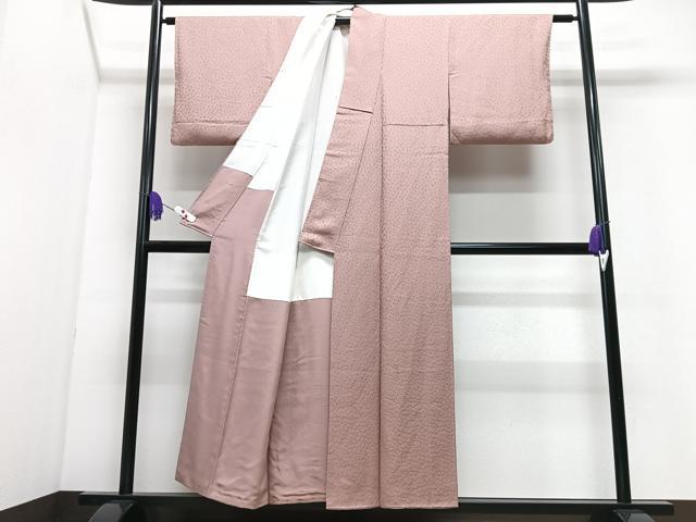 平和屋着物■上質な色無地　舞葉地紋　赤香色　正絹　逸品　CABI7106xe