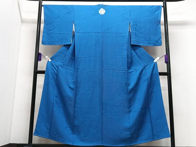 平和屋着物■上質な色無地　芝草地紋　瑠璃色　正絹　逸品　未使用　CABI7107xe
