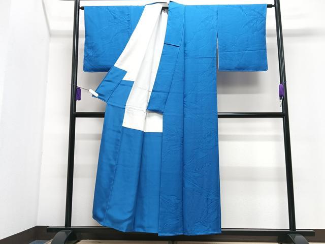 平和屋着物■上質な色無地　芝草地紋　瑠璃色　正絹　逸品　未使用　CABI7107xe