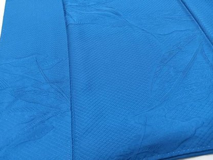 平和屋着物■上質な色無地　芝草地紋　瑠璃色　正絹　逸品　未使用　CABI7107xe