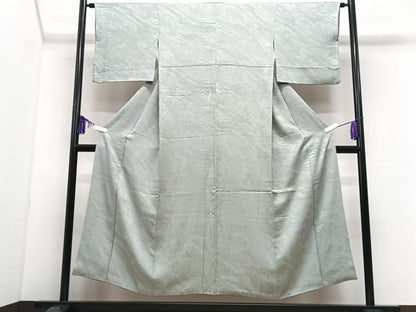 平和屋着物■上質な色無地　流水花地紋　錆青磁色　正絹　逸品　CABI7110xe