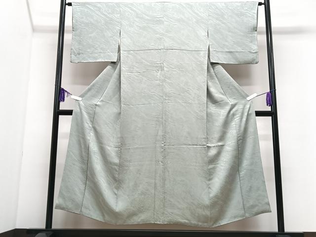 平和屋着物■上質な色無地　流水花地紋　錆青磁色　正絹　逸品　CABI7110xe