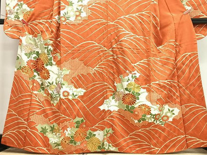 平和屋着物■豪華振袖　駒刺繍　立波草花文　金彩　正絹　逸品　CABI7116xe