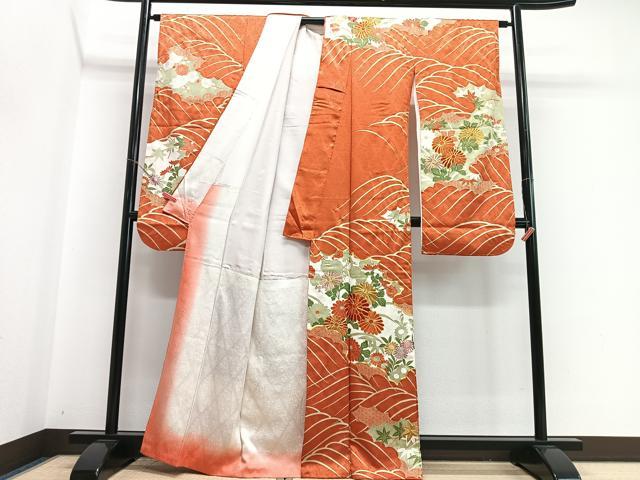 平和屋着物■豪華振袖　駒刺繍　立波草花文　金彩　正絹　逸品　CABI7116xe