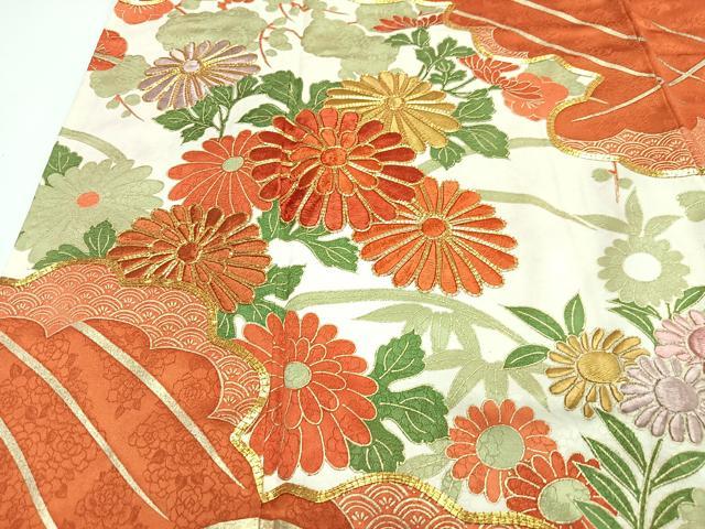 平和屋着物■豪華振袖　駒刺繍　立波草花文　金彩　正絹　逸品　CABI7116xe