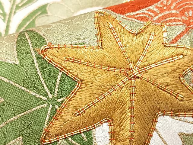 平和屋着物■豪華振袖　駒刺繍　立波草花文　金彩　正絹　逸品　CABI7116xe
