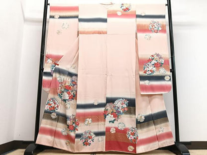 平和屋着物■豪華振袖　横段花丸文　暈し染め　金銀彩　正絹　逸品　CABI7117xe