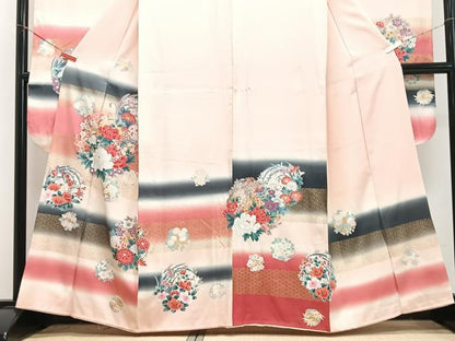 平和屋着物■豪華振袖　横段花丸文　暈し染め　金銀彩　正絹　逸品　CABI7117xe