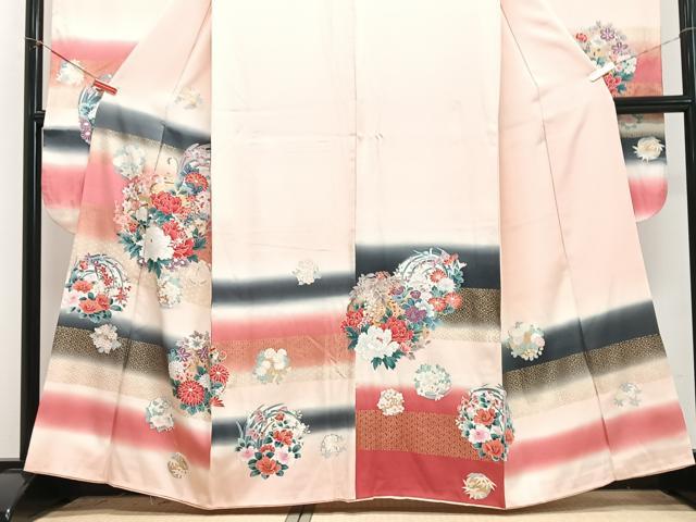 平和屋着物■豪華振袖　横段花丸文　暈し染め　金銀彩　正絹　逸品　CABI7117xe